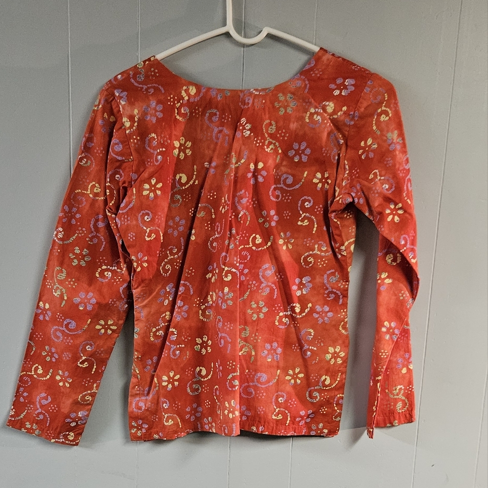 Red Floral Shapes Full Sleeve Top - Picture 2 of 8